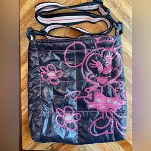 Disney Parks, Minnie Mouse, Crossbody, navy blue pink sequins bag